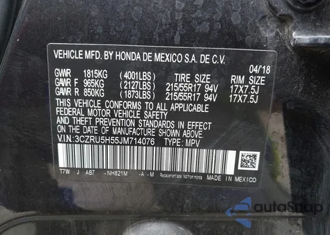 2018 Honda Hr-V Ex from USA, damaged, VIN 3CZRU5H55JM714076